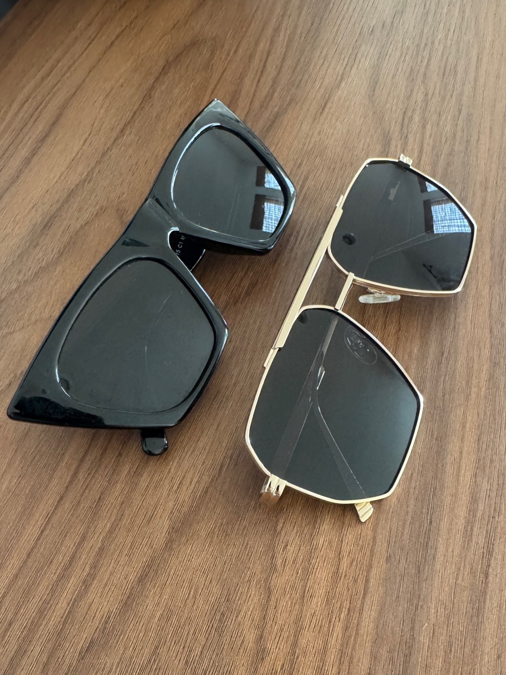 Women’s 2 pair Black Sunglasses - Classic Black Frame and Gold Frame Styles